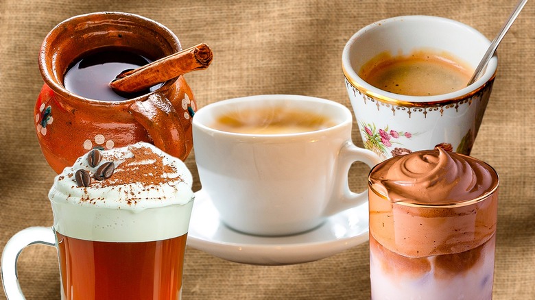 glasses with coffee drinks