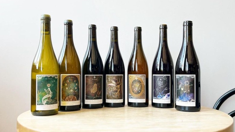 wine bottles on table
