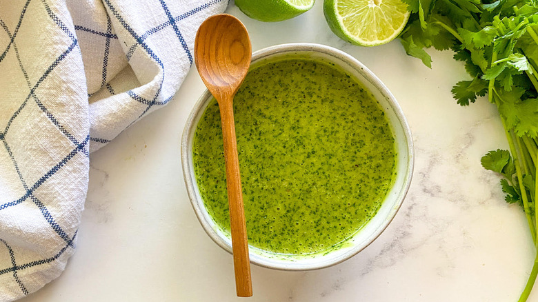 chimichurri sauce in bowl 